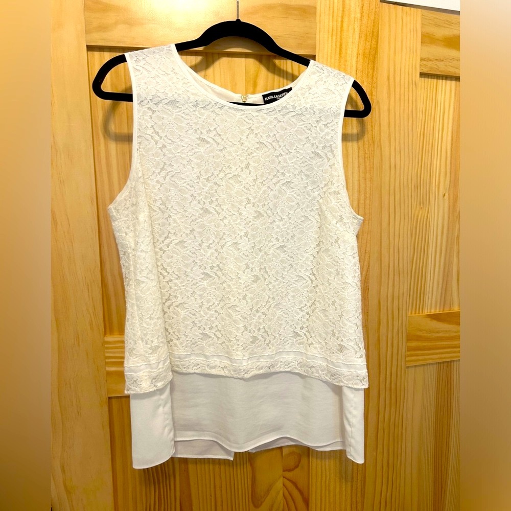 Karl Lagerfeld Women’s White sleeveless top